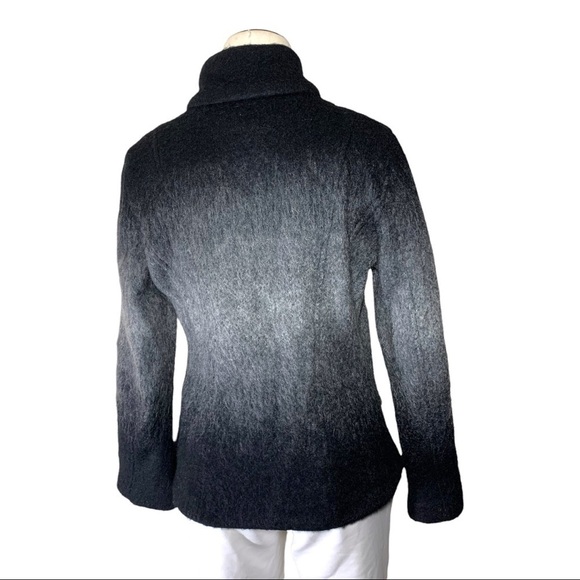 Marc Cain Knit Cardigan Jacket Sz 8 Black Gray Mohair Blend Full Zip Sweater - Picture 3 of 14